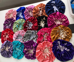 Nouvel Arrivage – <span class=keywords><strong>Bonnet</strong></span> de Nuit Double Couche de Luxe en Satin, 50 Couleurs en Stock, <span class=keywords><strong>Bonnet</strong></span> Réversible en Soie Satinée pour <span class=keywords><strong>Cheveux</strong></span> <span class=keywords><strong>Bouclés</strong></span> Naturels - Product Image 2