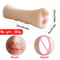 YAQU Masturbador Masculino de Doble Cabeza y Doble Uso, Peso Neto 580g, TPE Realista, Simulador de Vagina y Boca, Pocket Pussy