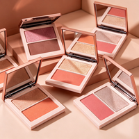 Palette de maquillage en poudre Duo Blush Highlighter 2-en-1 en gros, végane, longue tenue, éclatante, pour les joues, avec logo personnalisé