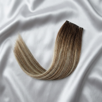 Extensions de cheveux humains vierges Remy russes doublement étirés, blonds avec mèches, volume invisible pour des cheveux lisses, doux et épais