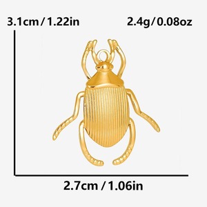 Ciondolo Scarabeo in Acciaio Inossidabile 304 da 27x31mm, Placcato Oro 18K, Charm a Forma di Insetto Egiziano per Creazione di Gioielli Fai-da-Te - Product Image 2
