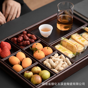Bamboo <b>Tea</b> <b>Tray</b> Divided Fruit Plate For <b>Tea</b> Snacks Afternoon <b>Tea</b> Serving <b>Tray</b> Wooden Pattern Residential Use - Product Image 1