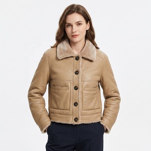 Veste Courte en Peau de Mouton Véritable pour Femme, Qualité Supérieure, Vente en Gros OEM, Manteau d'Hiver Personnalisé à Boutonnage Simple pour Dames - Product Image 1
