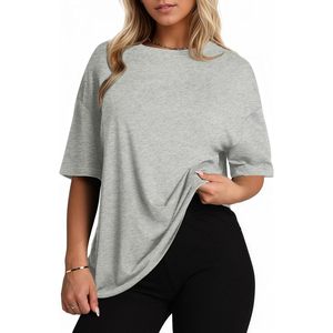 Camiseta Oversize FOXA para Mujer, 100% Algodón, Hombros Caídos, Corte Holgado, Lisa, Transpirable, para Entrenamiento - Product Image 2