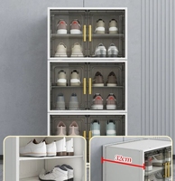 Boîte à chaussures moderne grande capacité en plastique transparent, rangement pour chaussures anti-insectes, étagère facile à assembler, nouveau meuble de rangement pour la maison et la salle à manger