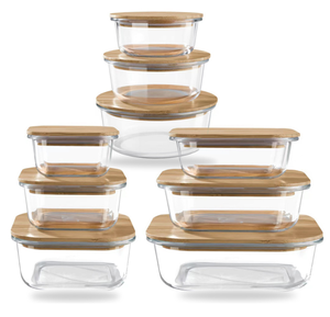 Bols de mélange en verre-bols d'emboîtement-bols en verre pliables mignons avec couvercles stockage des aliments-5 verres sûrs pour micro-ondes - Product Image 1