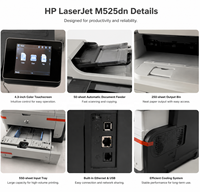Printer Laser Monokrom Kecepatan Tinggi HP LaserJet Enterprise 500 MFP M525dn M527dn M521dn M506 Rekondisi dengan Jaringan Duplex