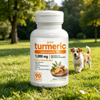 90 Capsules de Curcuma à Haute Absorption, 95% Curcumine, Complément Alimentaire Quotidien à Base de Plantes, Adapté à Tous les Chiens et Chats