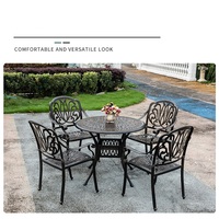 Gusseisen Outdoor-Esstisch Eisenstuhl-Set 3-5-teilig Wasserdicht UV-Beständig Langlebige Möbel für Balkon Innenhof