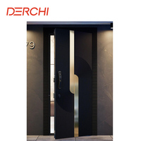 Puertas de Entrada Residenciales DERCHI USA con Certificación NFRC, Resistentes a Huracanes, Anti-robo, Diseño de Rejilla de Vidrio, Puertas Pivotantes de Aluminio