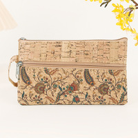 Tas telepon perjalanan gabus kosmetik kustom ramah lingkungan Logo kustom dompet wanita Vegan gabus Portugis wanita