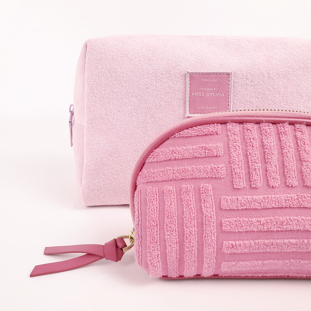 Terry Cloth Makeup Bag Foldable Waterproof Travel Pouch