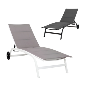 Chaise longue réglable en aluminium avec roulettes pour piscine, <span class=keywords><strong>transat</strong></span> <span class=keywords><strong>de</strong></span> jardin résistant aux intempéries pour terrasse et cour - Product Image 1