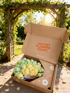 Boîte d'expédition de fleurs en carton ondulé avec logo personnalisé en gros pour boîte-cadeau de fleuriste emballage de boîtes postales de roses fraîches - Product Image 3