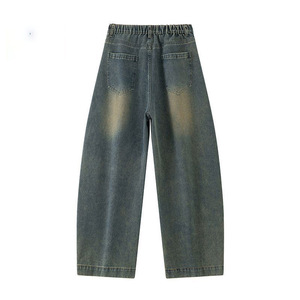Jean délavé tendance pour homme, style américain, coupe droite, taille mi-haute, jambe large, style urbain, décontracté - Product Image 4