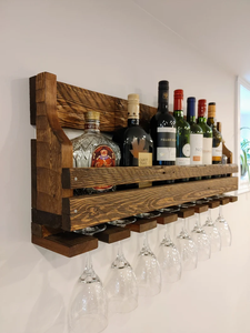 Vente directe usine : Étagère murale <span class=keywords><strong>en</strong></span> <span class=keywords><strong>bois</strong></span> de pin pour bouteilles et verres à vin - Product Image 2