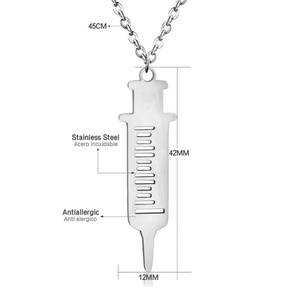 Collier tennis avec pendentif seringue médicale dorée pour femmes, infirmières/médecins, bijoux cadeau - Product Image 2
