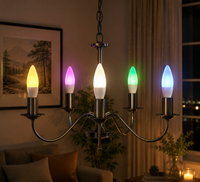 Ampoule LED intelligente WiFi E14, bougie RGB à changement de couleur, contrôle par application, commande vocale, lampe à intensité variable avec fonction de minuterie et rythme musical