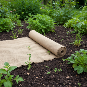 Rouleau de toile de jute naturelle 4,7 pouces x 16,4 pieds pour le contrôle des mauvaises herbes, la rétention de l'humidité du sol et la couverture biodégradable - Product Image 2