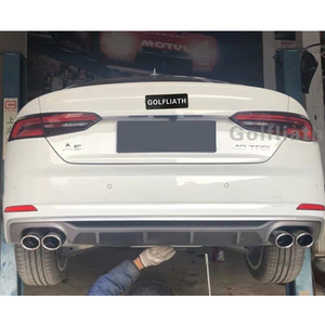 Diffuseur arrière de Type <span class=keywords><strong>S5</strong></span> avec gorge de queue pour 2017-2018 <span class=keywords><strong>Audi</strong></span> A5 S Line Kit de carrosserie de mise à niveau de pare-chocs arrière Diffuse avec échappement - Product Image 3