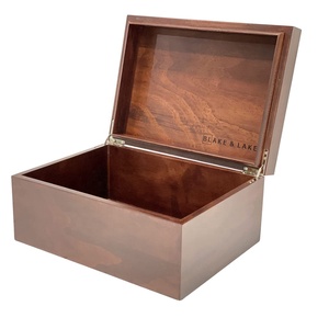 Rectangular Dark Oak Large Wooden Box with Hinged Lid Wooden Keepsake Box Decorative boxes with lids