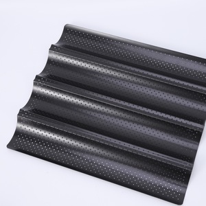 Bread Loaf Pan With 3 Or 4 Slots And 2 Wavy Baguette Molds Non Stick Silver Gold Black Rectangle Dishwasher Safe Baking Pans - Product Image 2