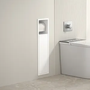Изготовленный на заказ Новый продукт матовый белый SS 304 скрытый держатель туалетной бумаги свободно стоящий с полкой для хранения
