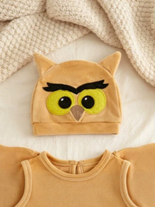 Lot de 3 costumes d'hibou pour bébé garçon, Halloween, 0-18 <span class=keywords><strong>mois</strong></span>, barboteuse sans manches à ailes, culotte en velours et chapeau d'hibou - Product Image 5