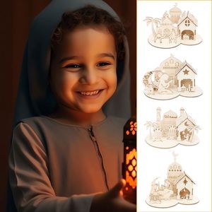 Wholesale Wooden <b>Table</b> Ornament EID Mubarak Islamic Home Decor Gifts Muslim Festival DIY Puzzle Design Ramadan Decorations - Product Image 3