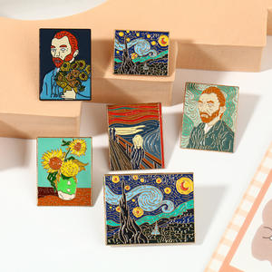 Broche en métal <span class=keywords><strong>Van</strong></span> <span class=keywords><strong>Gogh</strong></span> Tournesol Insigne d'artisanat en métal mignon avec impression personnalisée pour l'utilisation de la décoration de pièces de monnaie avec motif gravé - Product Image 1