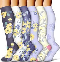 Blumenmuster Kompressionsstrümpfe Kniehohe Kompressionsstrümpfe für Damen und Herren Krankenschwestern Reisen Sport OEM Nylon Spandex Großhandel