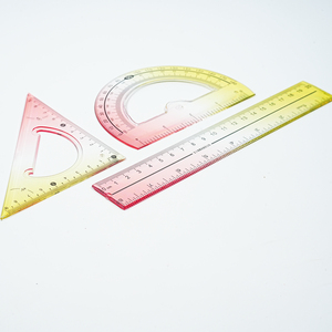 ชุดไม้บรรทัดสามเหลี่ยมพร้อมโปรแทรกเตอร์สี่ชิ้น รุ่น Xinwanrun สำหรับนักเรียน  ชุดอุปกรณ์วาดเขียนและคณิตศาสตร์  รุ่น 6615 - Product Image 3