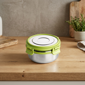 Conteneur Rond en Acier Inoxydable FUSION STEEL, Conteneur Alimentaire Rond en Acier Inoxydable 300 ML, Couvercle Étanche, Compartiment Unique, Style Simple - Product Image 2