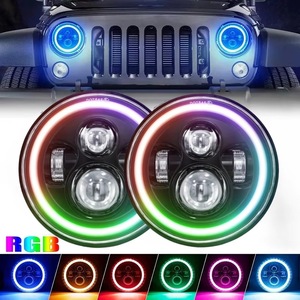 Faro de Trabajo LED Redondo de 7 Pulgadas y 12V con Halo RGB y Luces Antiniebla, 80000 Lúmenes, 6500K, para Luz Alta/Baja, para Jeep Todoterreno - Product Image 2
