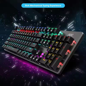 Clavier mécanique filaire pleine taille, interrupteurs bleus, 104 touches, anti-ghosting, effets d'éclairage colorés, pour ordinateur portable et PC de jeu - Product Image 4