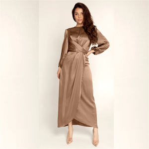 Populaire transfrontalier dubaï islamique soie saoudien arabe turc egypte prière ouverte femmes musulmanes Abaya Satin <span class=keywords><strong>Sexy</strong></span> Maxi robe vêtements - Product Image 2