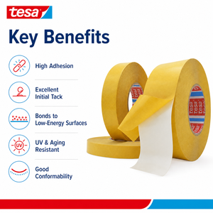 เทปพีวีซีสองหน้าสีขาว <span class=keywords><strong>Tesa</strong></span> <span class=keywords><strong>4970</strong></span> หนา 0.225 มม. เทปกาวอะคริลิกแข็งแรงสำหรับติดตั้ง - Product Image 2
