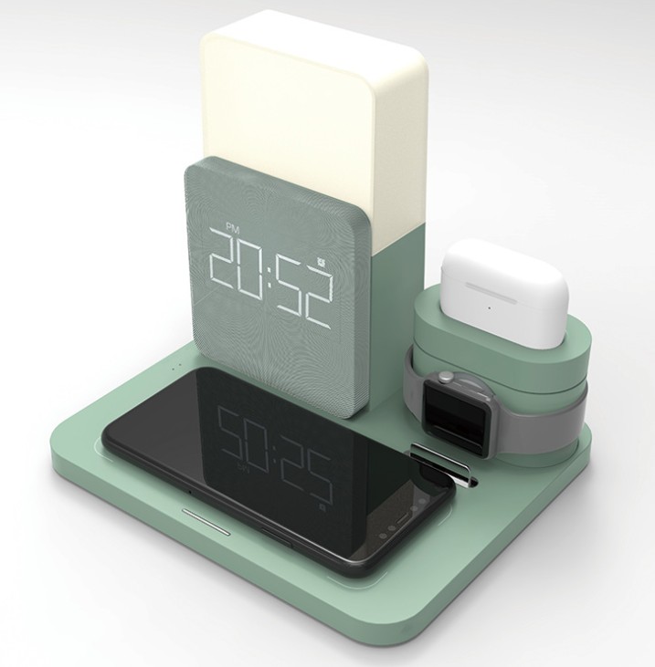 2021 Новинка дропшиппинг Amazon Shopify Настольная лампа Настольные часы светодио дный свет быстрая зарядка 4 в 1 держатель для мобильного телефона Беспроводное зарядное устройство