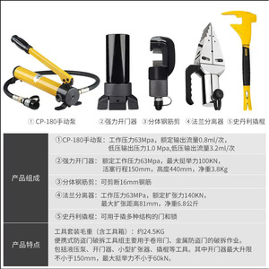 Emergency <b>Tool</b> Kit 5 Piece <b>Set</b> Hydraulic Door Breaching <b>Tools</b> For <b>Fire</b> Rescue Aluminum Alloy Yellow - Product Image 4