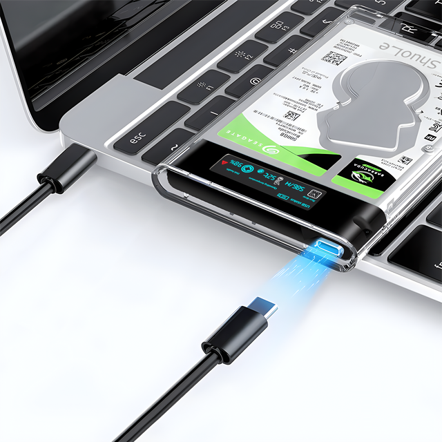 HDD Case 2.5''SATA to Type c Hard Drive Enclosure for SSD HDD Box USB C 3.2 Gen 2 Case HDD Enclosure Monitoring Hard Disk Health