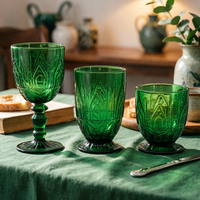 Verres à boire rétro à motifs floraux colorés, gobelets européens gravés et pressés à la machine pour mariages et fêtes