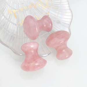 Outil de massage facial et corporel en cristal naturel de quartz rose personnalisé de haute qualité en forme de champignon - Product Image 1