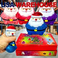 Jouet Squishy Père Noël Super Mignon en Maltose, Père Noël à Chapeau Rouge, Cadeau de Noël pour Chaussette, Sans BPA, Jouet Squishy de Noël