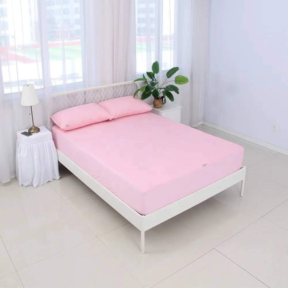 Migliore vendita di alta qualità impermeabile protezione materasso solido cotone rosa spugna fodera materasso