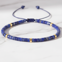 Pulsera Elástica Ajustable de Aleación con Cuentas de Turquesa Bohemia de 2x4mm, Gema Tibetana Delicada para Mujer, Venta al por Mayor