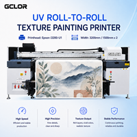 GCLOR W-1800 Mesin Cetak UV Hybrid Otomatis untuk Printer I3200-U1 1820mm CMYK Putih Varnish Emboss untuk Lembaran Gulungan PVC Kaca Kulit