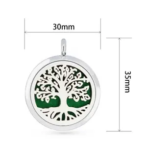 Hollow Bunga Aroma Minyak Esensial Diffuser Liontin Liontin Stainless Steel Magnetic Kalung dengan 8 Bantalan