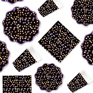 DAMAI Colorful Dot Halloween Party Supplies Serve 8 Disposable Tableware Set for Birthday Party Game Day Paper Plates and Napkin - Product Image 2