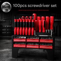 Ensemble de tournevis professionnel de 100 pièces avec support de rangement, tournevis et embouts en acier CRV 6150, organisateur combiné