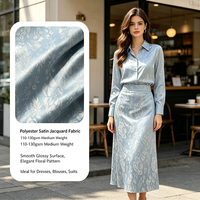 Tissu Jacquard 100% Polyester de Poids Moyen, Fourniture d'Usine, Toucher Doux, Tissage Compact, Motif Floral, Anti-Boulochage, pour Robes et Manteaux Garçons et Femmes